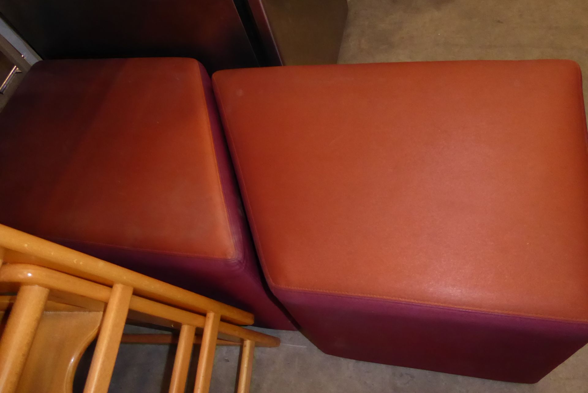 * Two maroon upholstered cubes - Image 2 of 2