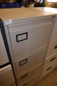 * Grey 4 drawer filing cabinet and key