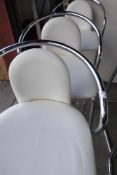 * Set of four high bar stools white leatherette with chrome frame