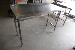 * Stainless steel table with upstand 1500 x 600 x 900