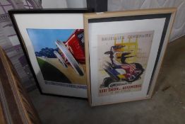 * pair of framed automobile prints