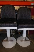 * pair of gas lift heavy duty beauticians chairs. White frame - grey seat. Curved back