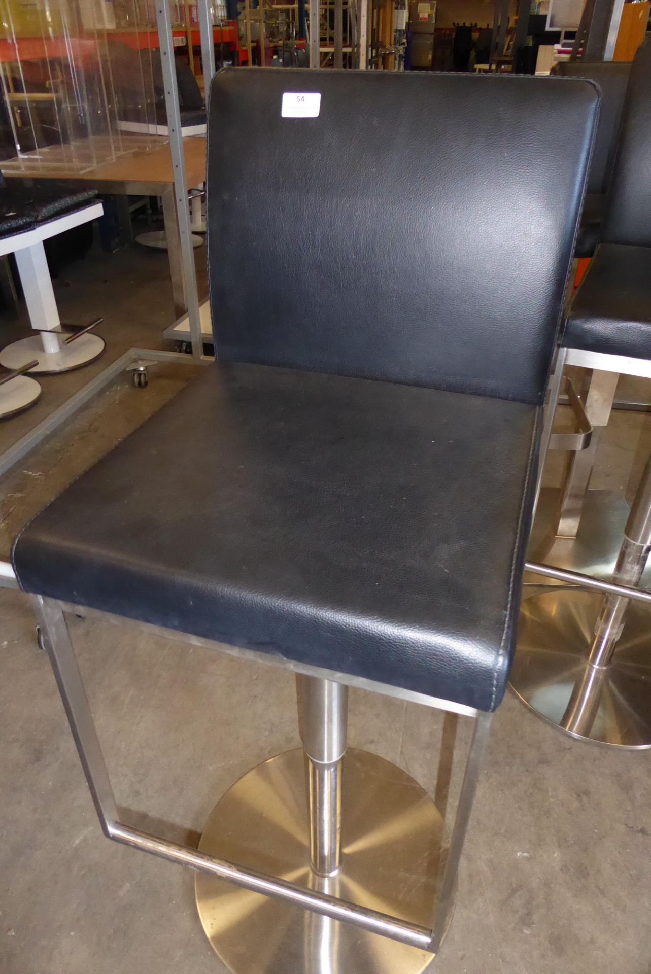 * Beauticians black chair adjustable gas strut black with brushed stainless base