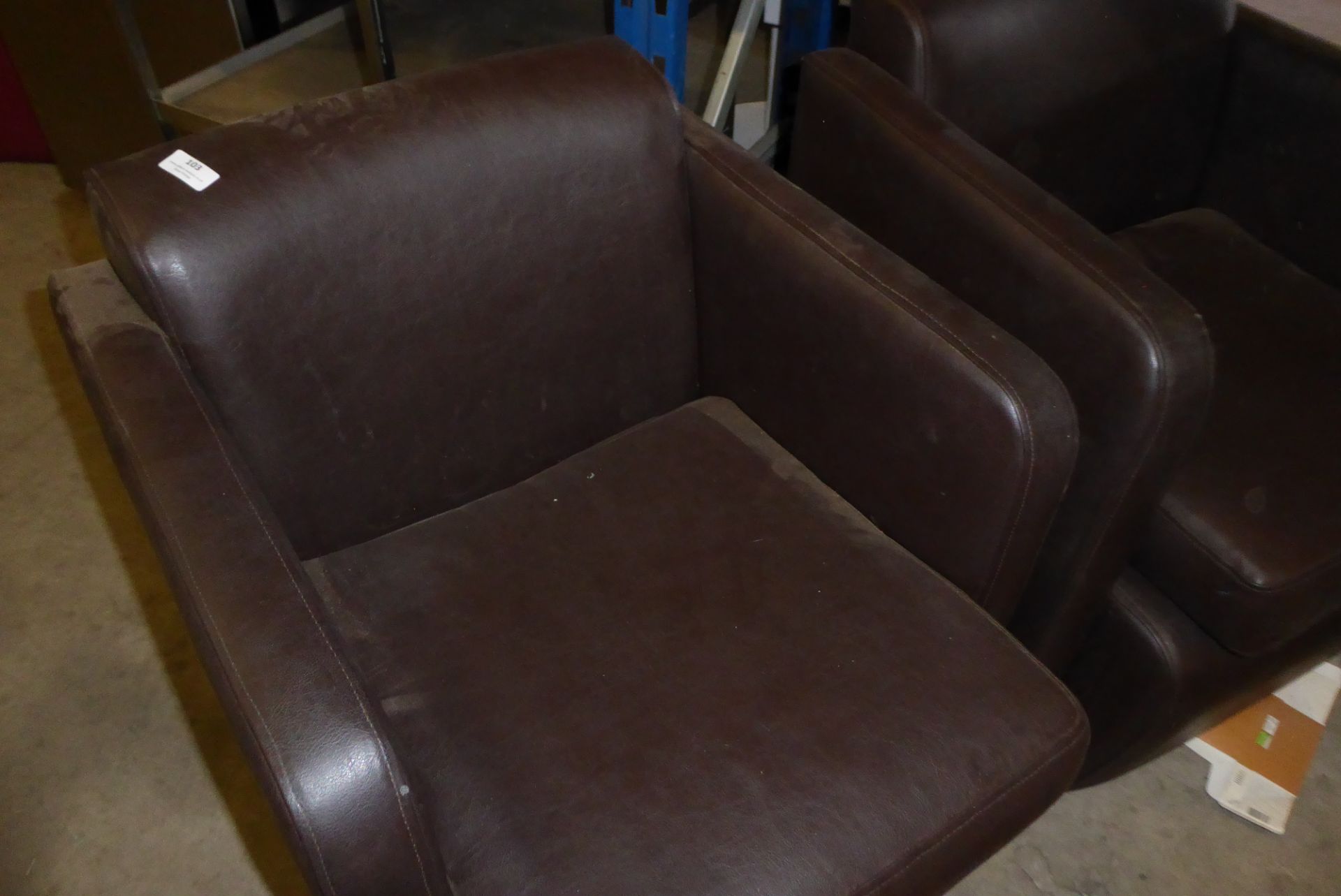 * Two brown tub chairs - Image 2 of 2