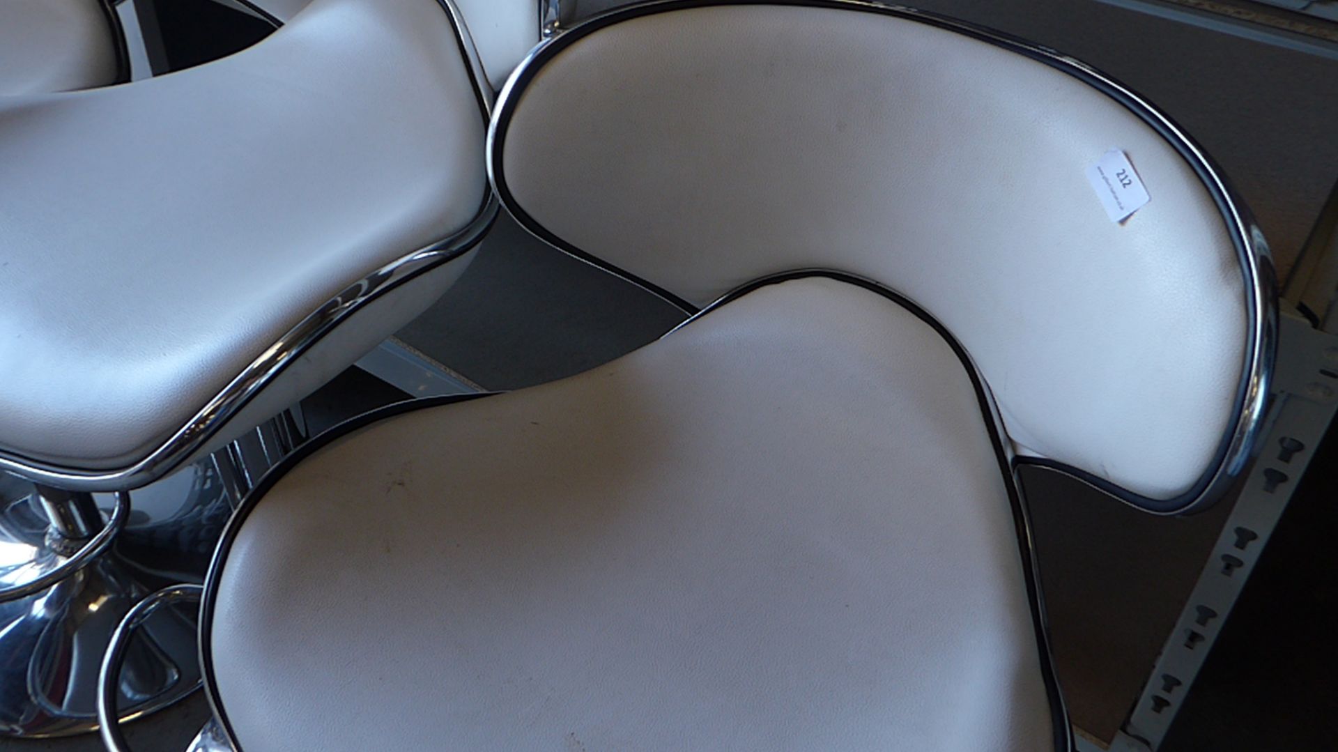 * 3 x chrome framed white beauticians stools - Image 2 of 3