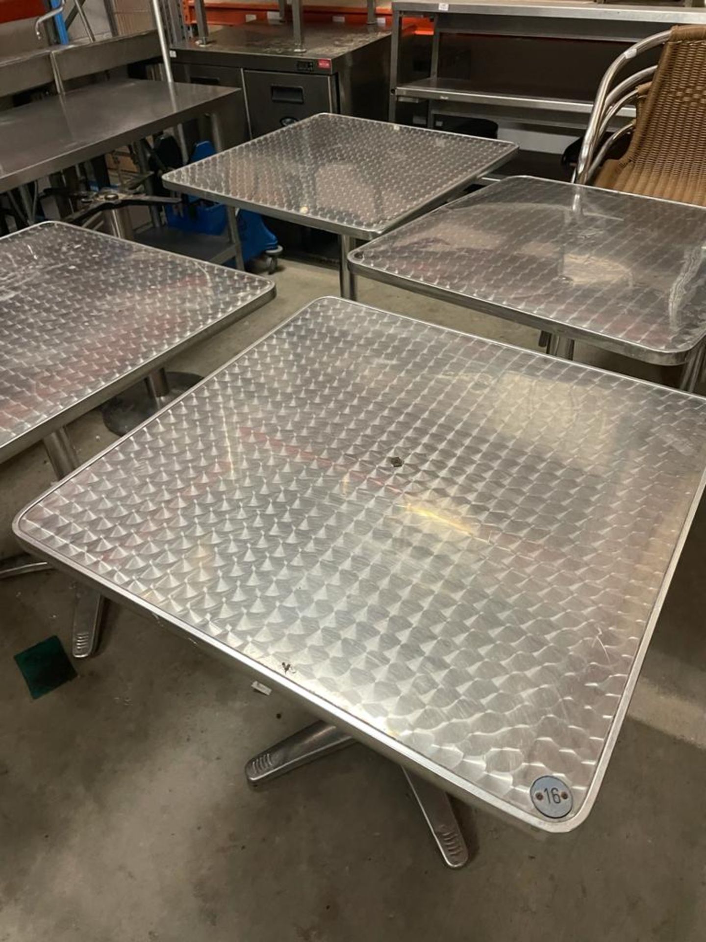 *4 x brushed metal outside tables and bases. 800w x 800d x 730h