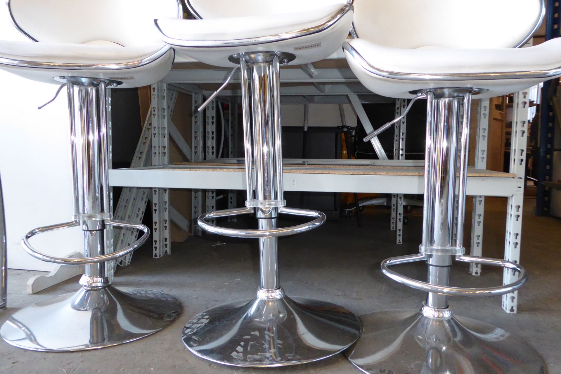 * 3 x chrome framed white beauticians stools - Image 3 of 3