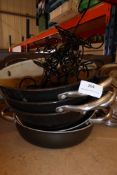 * 5 x 2 handled pans and wire condiment holders