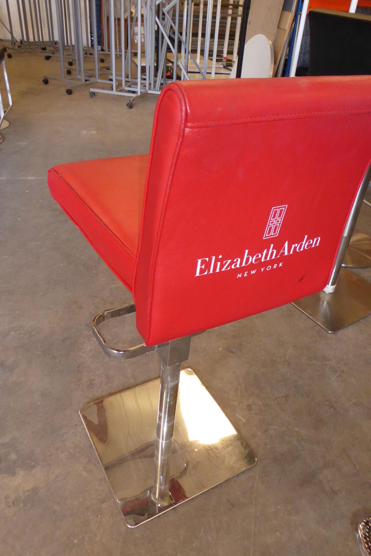 * Red adjustable gas strut chrome base Elizabeth Arden branded chair - Image 3 of 3