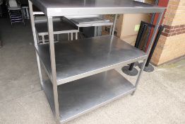 * Large stainless steel shelf unit three tier 1300 x 800 x 1400