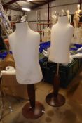 * 2 x tailors style busts on stands - child sized