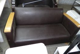 * brown leatherette 2 seater sofa