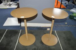 Pair of Gold Coloured Bedside Tables on Twist Supports