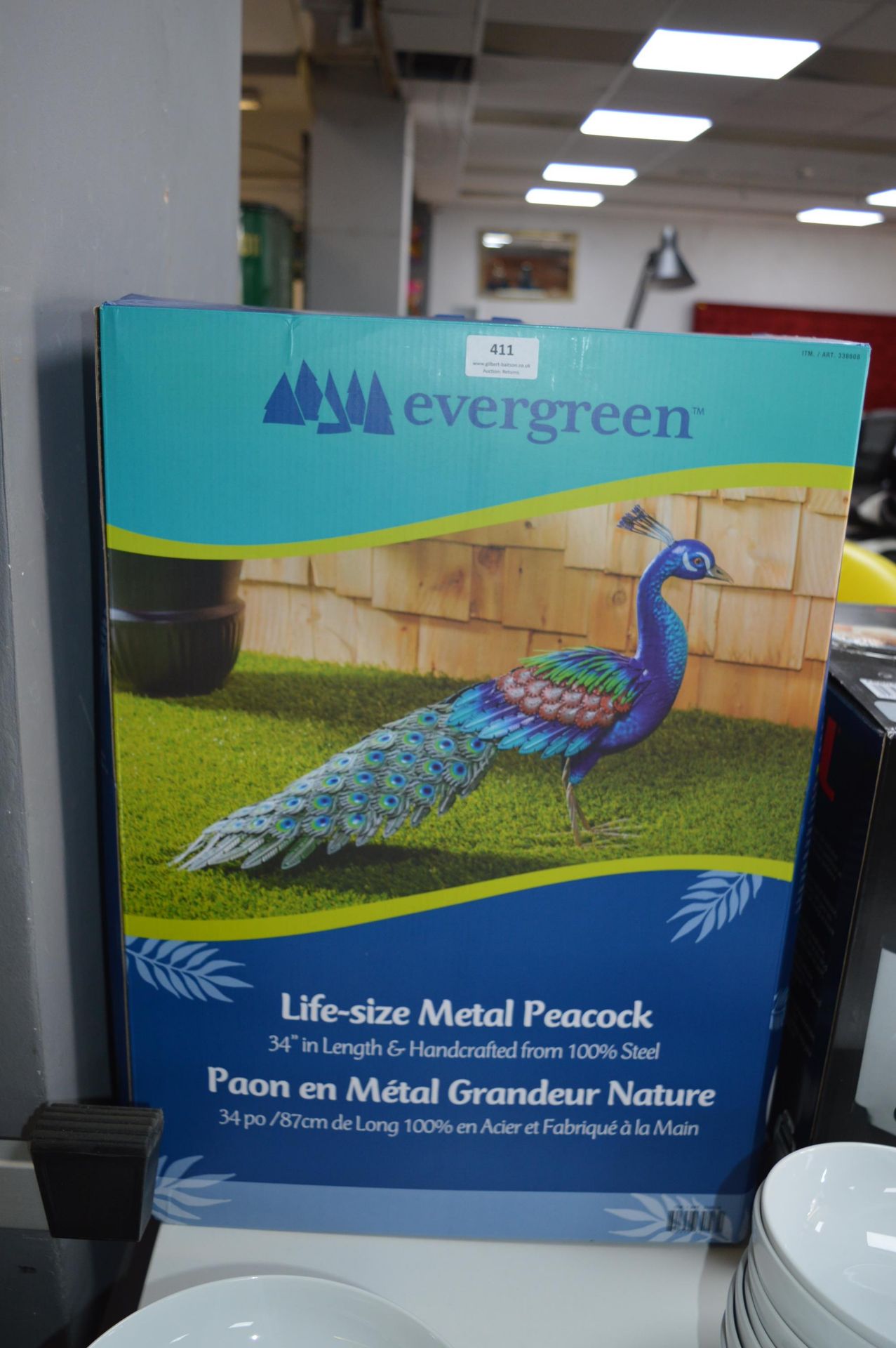 *Evergreen Life Sized Metal Peacock