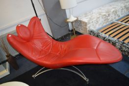 Red Leather Italian Body Seat on Stainless Steel Supports