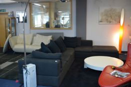 L-Shaped Charcoal Grey Corner Sofa Unit