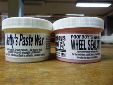 *2x 235ml of Poorboy's World Products: 1x Natty's Paste Wax and 1x Wheel Sealant