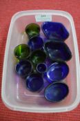 Vintage Blue & Green Glass Salt Liners