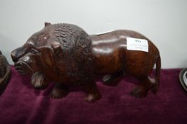 Ethnic Carved Wooden Lion