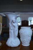 Two Decorative White Vases
