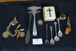 Miniature Bible with Silver Cross plus Charm Brace