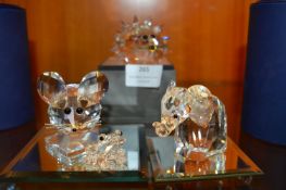 Four Swarovski Crystal Animals; Mouse, Hedgehog, E