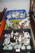 Three Small Boxes of Miniature Teapots, Ornaments,