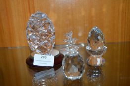 Three Glass Fir Cone Paperweights