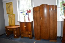 1930's Bedroom Suite Comprising Wardrobe, Two Draw