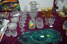 Glassware Including Fish Dishes, Lemonade Set, etc