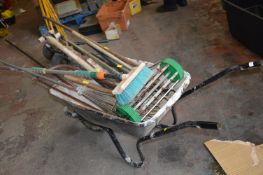Garden Wheelbarrow and Content of Assorted Tools e