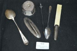 Silver Spoons, Lidded Pot, plus Scrap Items