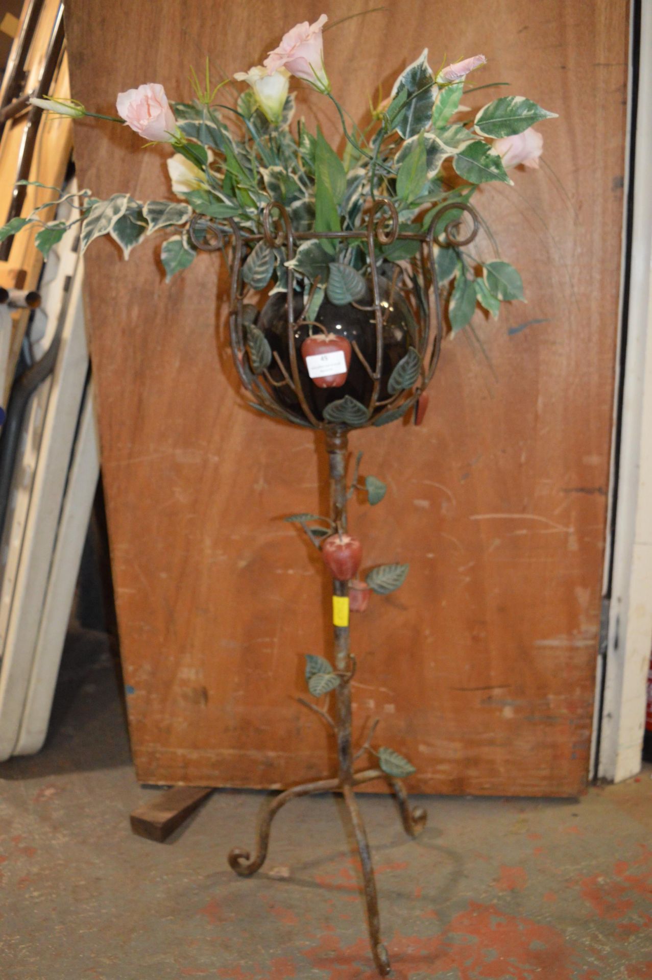Decorative Metal Plant Stand with Artificial Flowe