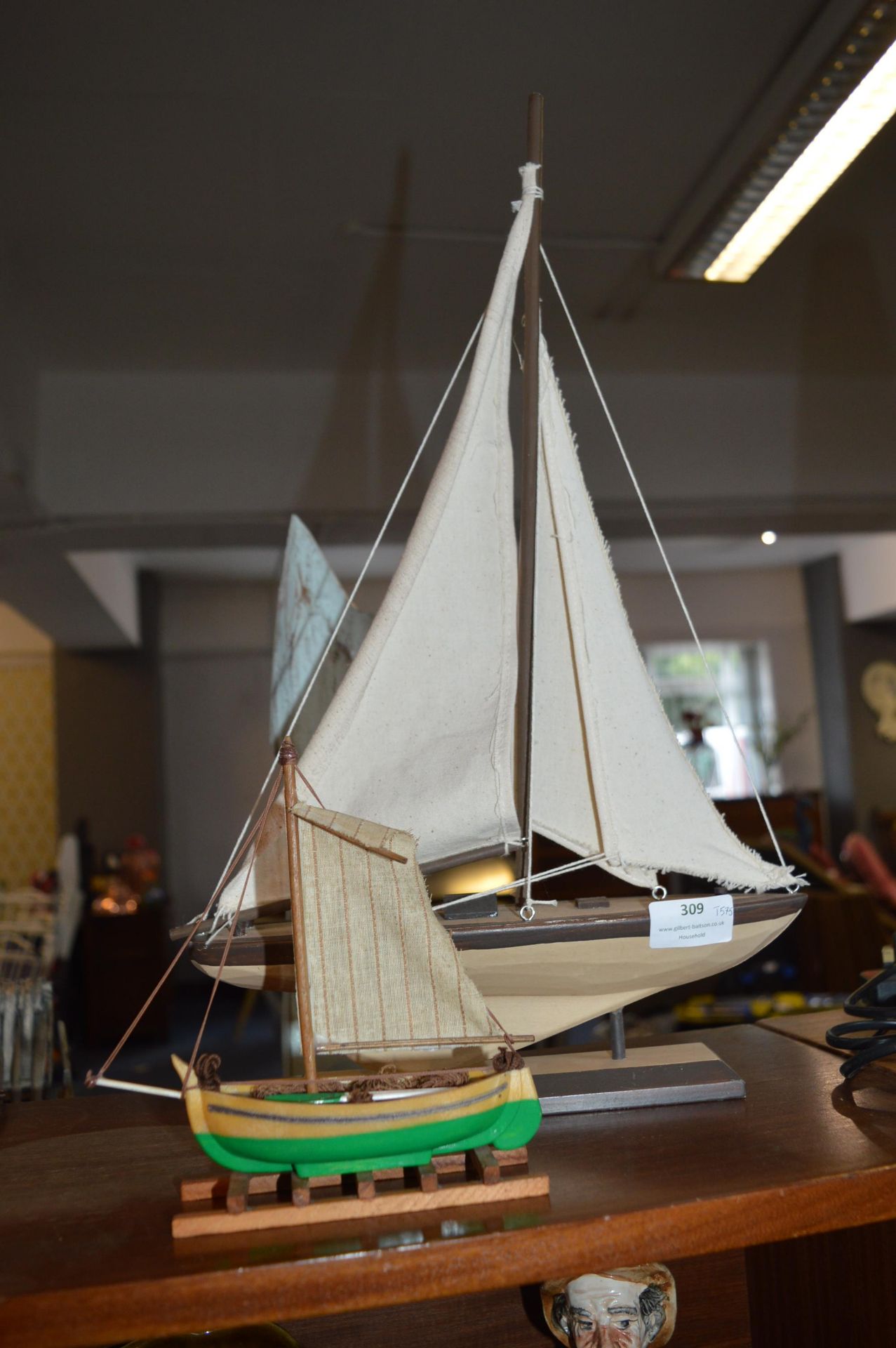 Two Wooden Model Boats