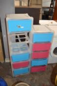 Two Plastic Storage Drawer Units (one has two draw