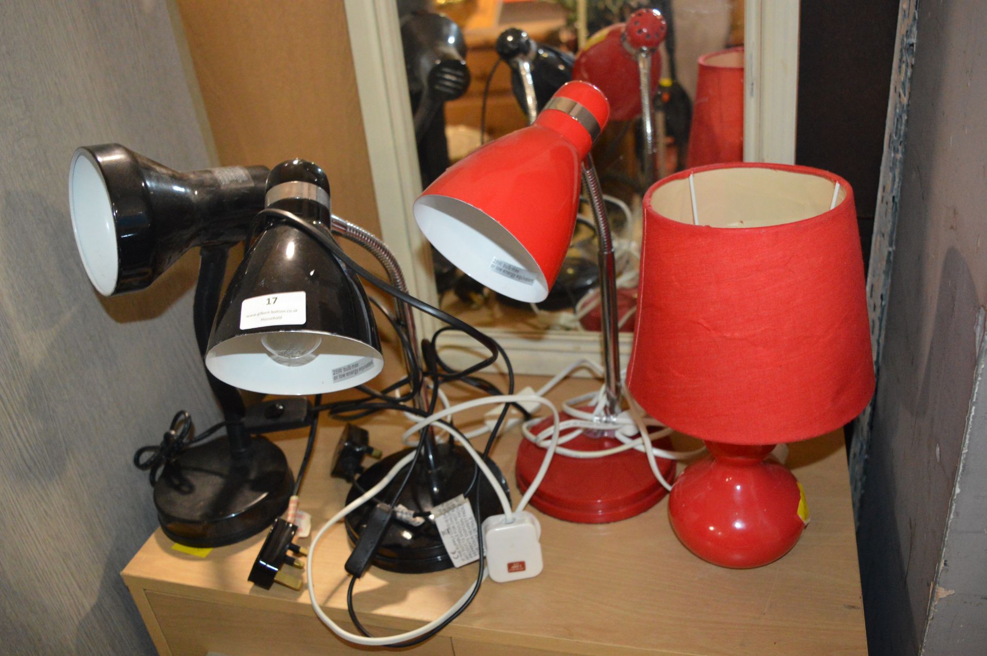 Three Desk Lamps and a Lamp Base