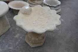 Garden Birdbath with Oyster Shell Design