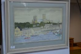 Framed Watercolour of a Costal Scene