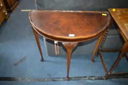 Mahogany Half Moon Side Table on Cabriole Legs