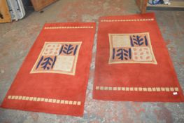 Pair of Red Rugs 3ft x 5ft