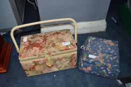 Two Fabric Covered Sewing Boxes