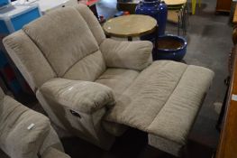 Manual Reclining Armchair in Oatmeal Upholstery