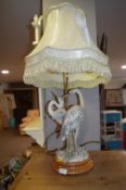 Decorative Table Lamp with Herons by G. Armani