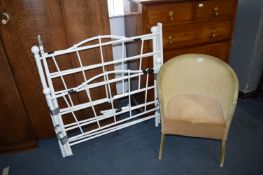 White Single Bed Frame and a Lloyd Loom Style Bedr