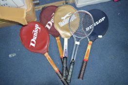 Five Vintage Tennis Rackets