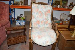 Bamboo Conservatory Armchair with Newspaper Rack