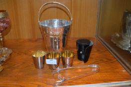 Plated Ice Bucket and Tongs plus Travelling Spirit