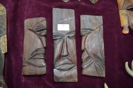Ethnic Carved Wooden 3pc Wall Art