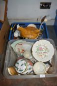 Two Tubs of Pottery and Glassware