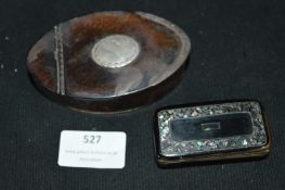 Two Vintage Snuff Boxes (one has silver in cartouc
